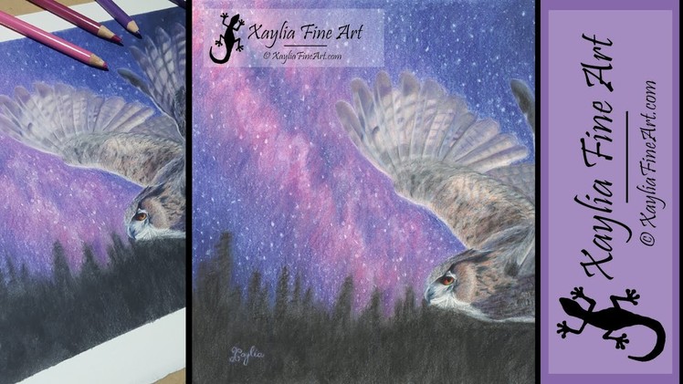 Tutorial: how to draw a starry night sky in coloured pencils