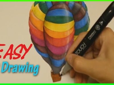 3D ART : How to Draw Air Balloon [HD]