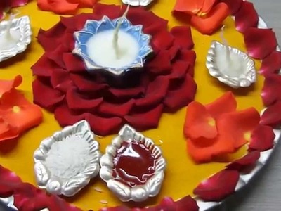 Aarti thali decoration with diya | Pooja thali