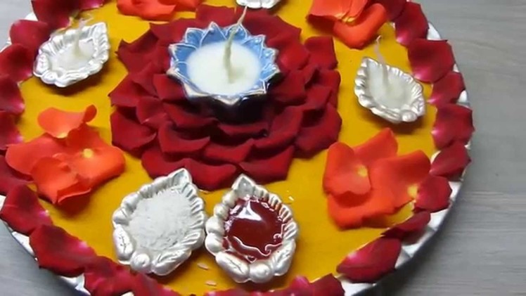 Aarti thali decoration with diya | Pooja thali