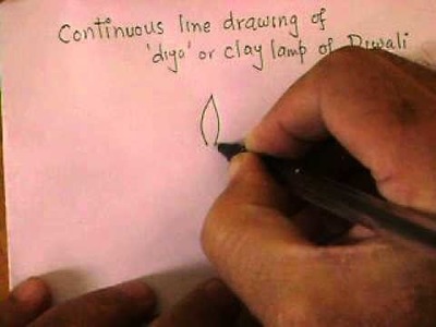 Continuous line drawing of  'diya' or Diwali clay lamp