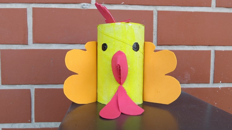 DIY Toilet Paper Tube Rooster. Easy Crafts for Kids.