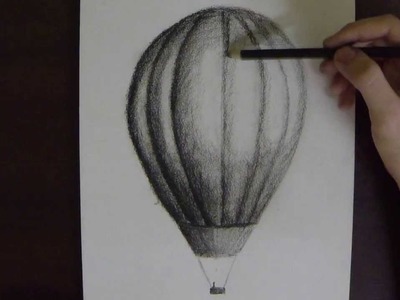 Hot Air Balloon in Charcoal on Paper - Time Lapse