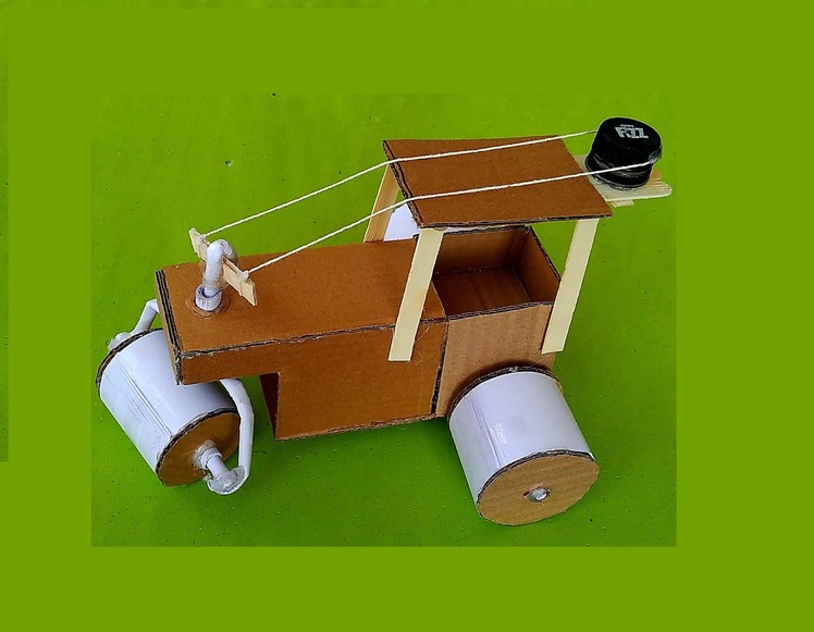 How to make paper & cardboard road roller - toy for kids story game - sdik rof