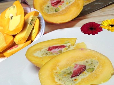 Kulfi Stuffed Mango Video Recipe by Bhavna - Indian Ice Cream Dessert