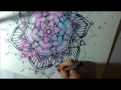 Mandala 2 - Watercolor and Pen Tattoo Style Speed Drawing