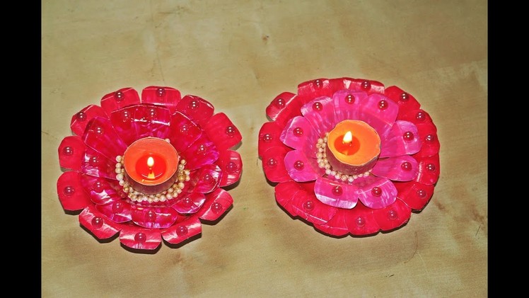 Recycled DIY: Diya.Candle Decoration made of Paper Plates.Diwali Decoration.Christmas Decor