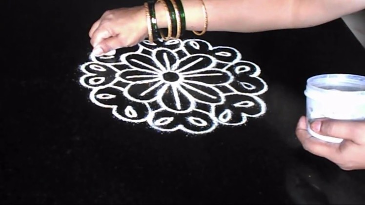 Simple free hand rangoli for Diwali | Traditional rangoli designs making at home  | Sudha Balaji