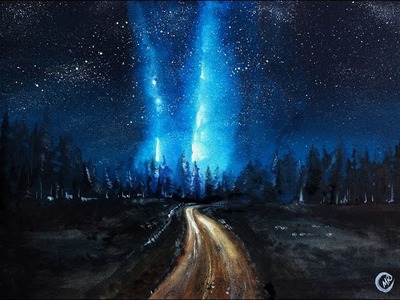 Watercolor Milky Way Night Sky Painting Demonstration