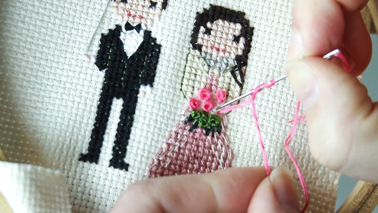 Cross-Stitch How To: Bridal Bouquet with French Knot Layering