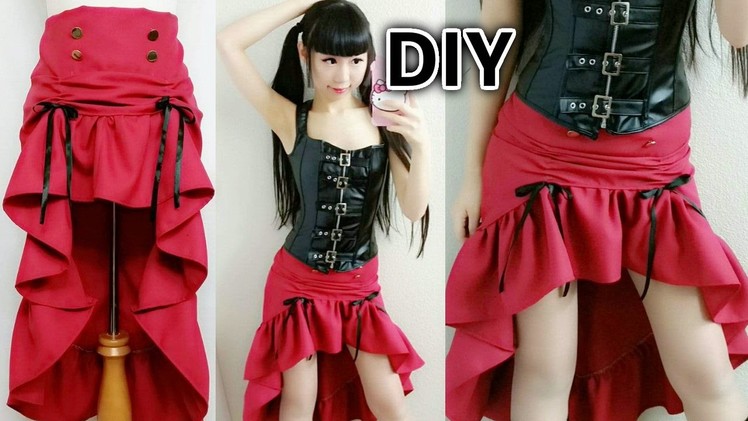 DIY Easy Steampunk Inspired Outfit | DIY Low High Ruffle Steampunk Skirt