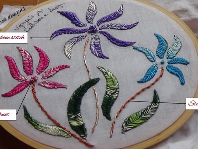 Embroidery designs - Fishbone stitch designs