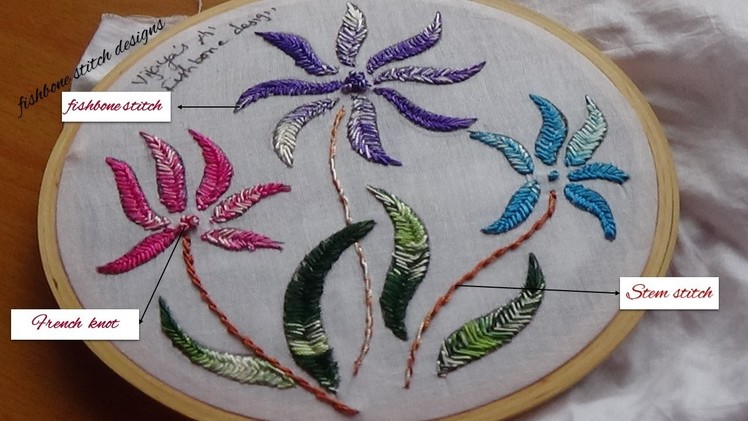 Embroidery designs - Fishbone stitch designs