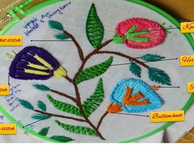 Embroidery works - blanket & herringbone stitches