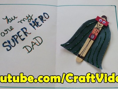 Fathers Day Card Ideas Super Hero with pop stick