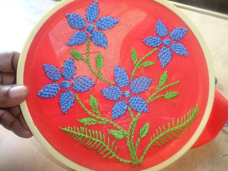 Hand Embroidery Checkered Flower Stitch by Amma Arts