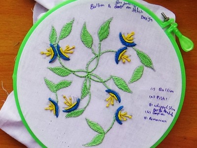 Hand Embroidery  Designs # 103 - Bullion & Bar buttonhole Embroidery Design