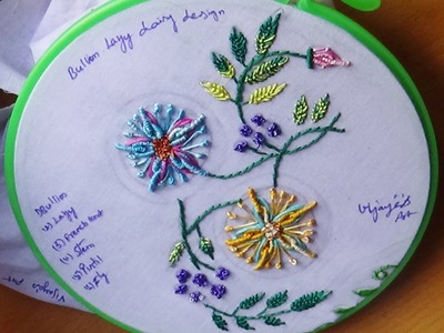 Hand Embroidery Designs # 111-Bullion Lazy Daisy Design