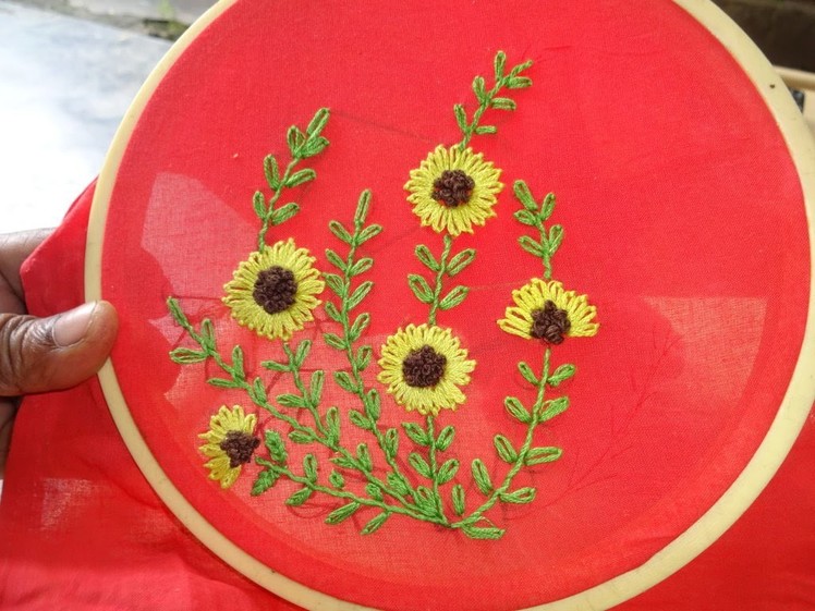 Hand embroidery: Lazy Daisy Stitch Flower Designs By Amma Arts.
