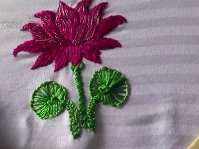Hand Embroidery Lotus Flower Stitch  by Amma Arts