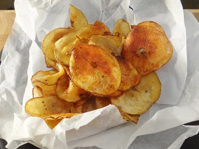 Homemade baked Cajun potato chips