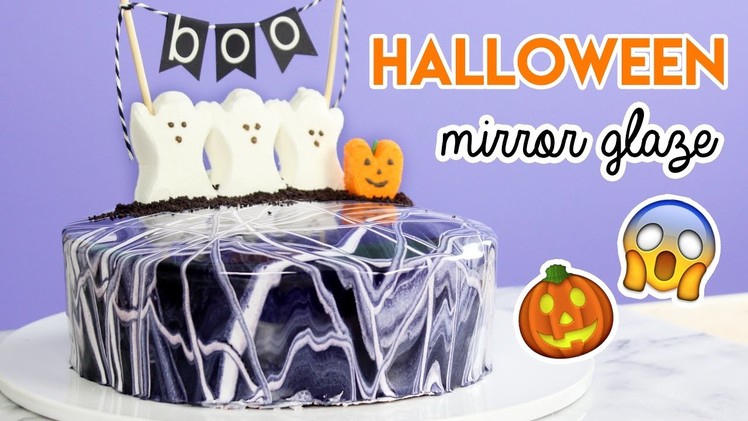 How to Make a Halloween MIRROR GLAZE Cake!