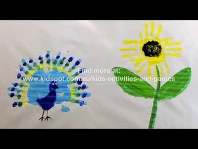 How to make a Peacock and sunflower handprint art