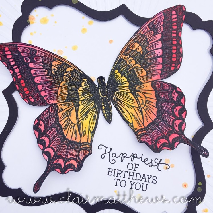 Tim Holtz Distress Crayons & Stampin Up Swallowtail Butterfly Colouring Demonstration. 