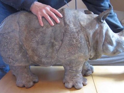 Air-Dry Clay Rhino with Iron Coating and Patinas