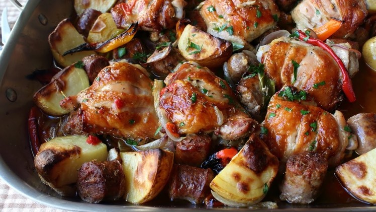 Chicken, Sausage, Peppers & Potatoes - How to Roast Chicken, Sausage, Peppers & Potatoes