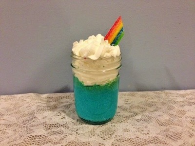 Rainbow in the Sky Cake in a Jar with Homemade Whipped Cream Topping