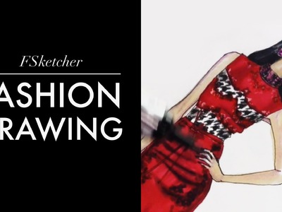 SATIN DRESS. HOUNDSTOOTH PATTERN Ermanno Scervino #2 | Fashion Drawing