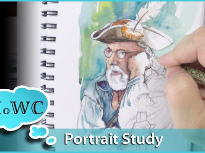 Watercolor Portrait Study Sketch Line and Wash