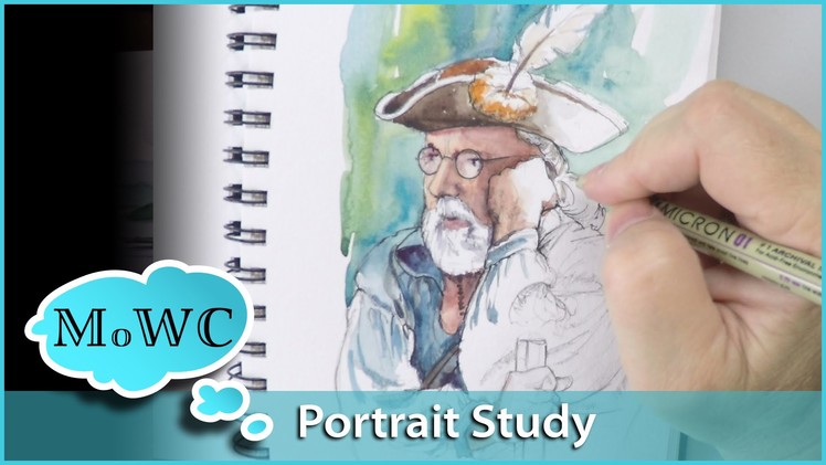 Watercolor Portrait Study Sketch Line and Wash