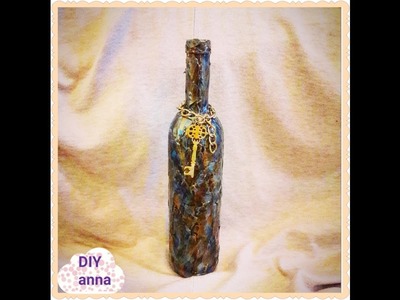 Antique bottle with patina effect DIY ideas decorations craft tutorial. URADI SAM