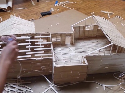 Building popsicle stick house time lapse