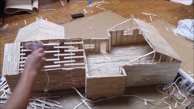 Building popsicle stick house time lapse