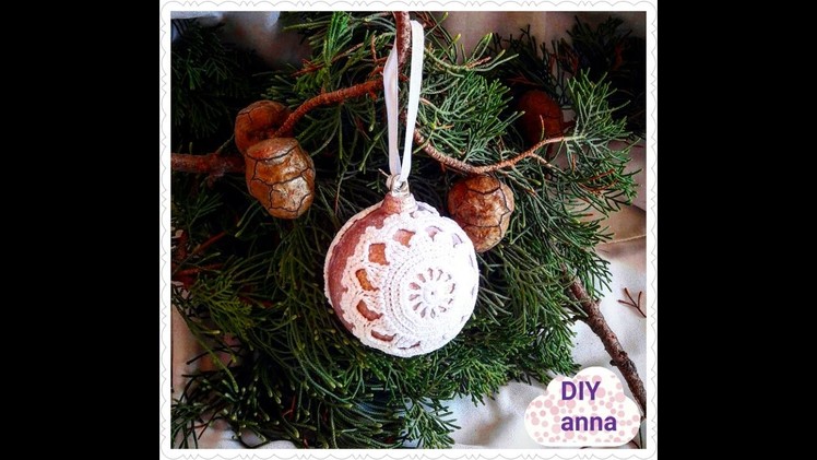 Christmas balls decoupage shabby chic with lace DIY ideas decorations craft tutorial. URADI SAM