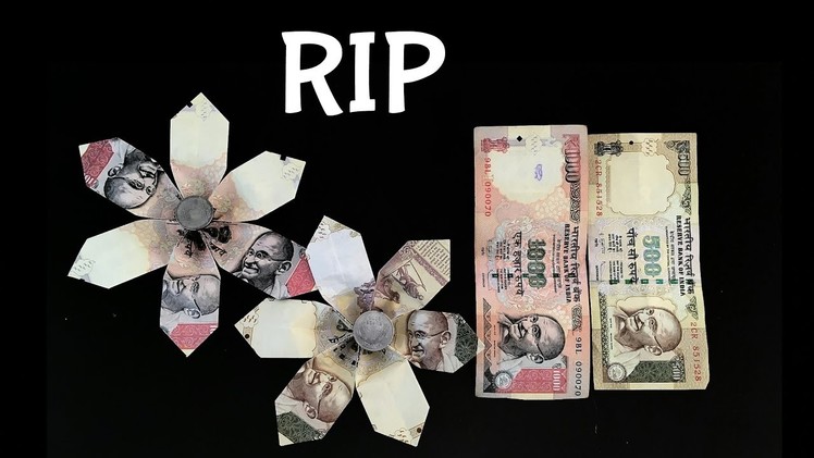 Craft ideas for your Black Money ( 1000 | 500 rupee notes) - Origami Flower Tutorial