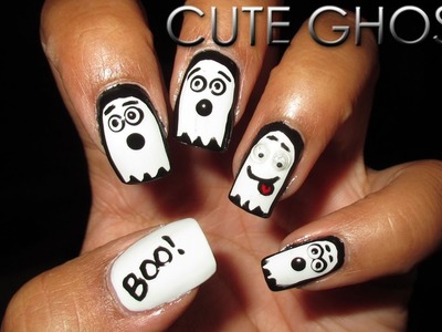 Cute Ghosts | Halloween Mani Swap | Collab with Nailed It NZ | DIY Nail Art Tutorial