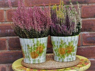 Decoupage FlowerPot with Easy Crackle - Fast & Easy Tutorial - DIY