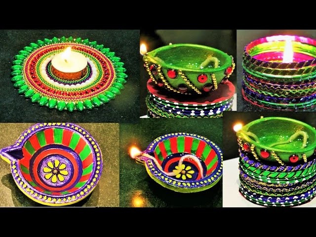 DIY Diwali Room Decor | Diya Stand from waste CD | DIY Diya from Bangles | Diya Painting