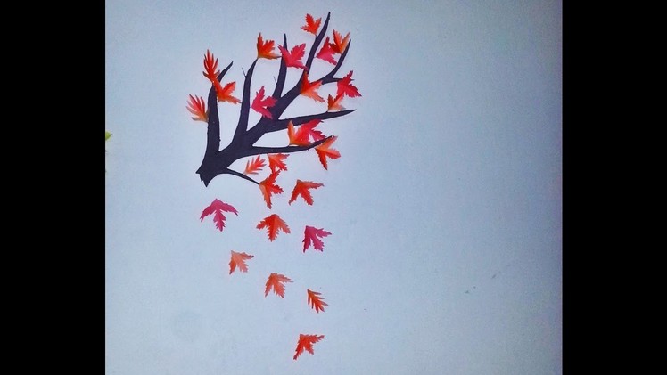 DIY Easy AUTUMN. FALL Tree branch Room Decor (Made with colorful paper)