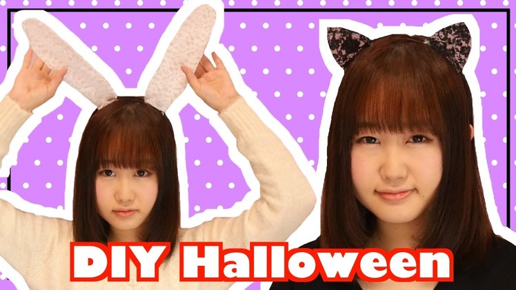DIY Halloween Lace Cat Ears and Bunny Ears tutorial