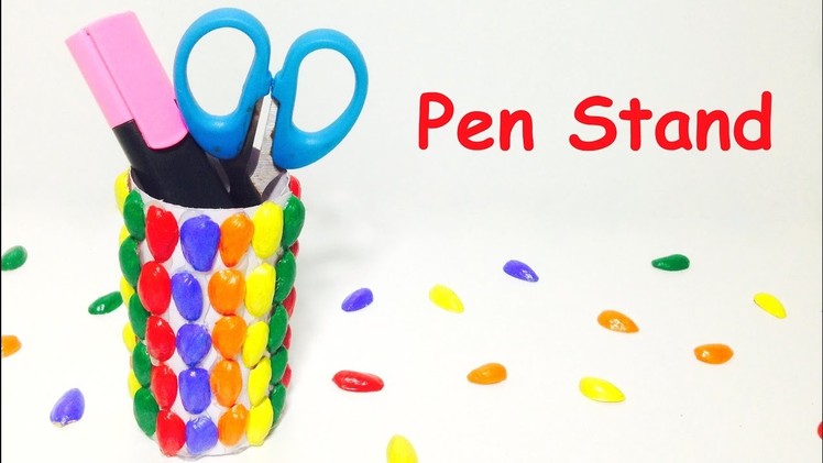 DIY- How to make pen stand.pencil holder. desk organiser using pista.pistachio shells?