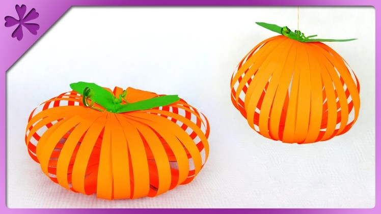 DIY Paper pumpkin, Halloween decoration (ENG Subtitles) - Speed up #269