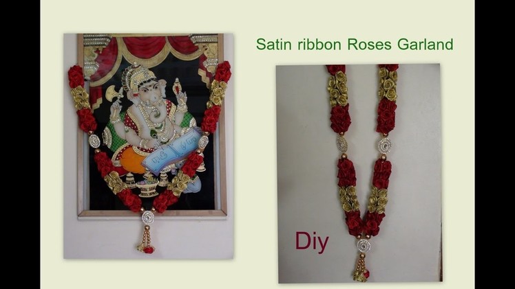 Diy Roses Garland with satin ribbon