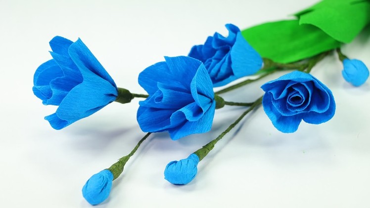 How to Make Crepe Paper Flowers at Home - DIY Blue Poppy Flower Craft