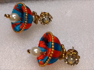 How to make silk thread jhumkas | DIY silk thread earrings, thread hacks, basic silk thread earrings