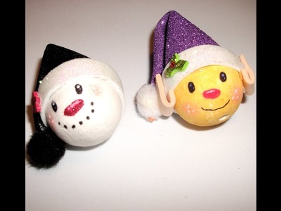Polystryene ball-DIY Cristmas elf and snowman (ornament)-Great craft idea for kis